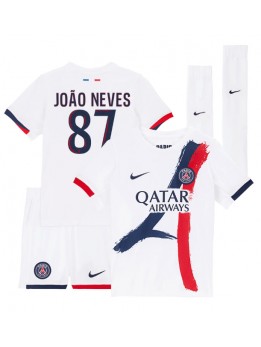 Paris Saint-Germain Joao Neves #87 Replika Borta Kläder Barn 2024-25 Kortärmad (+ byxor)